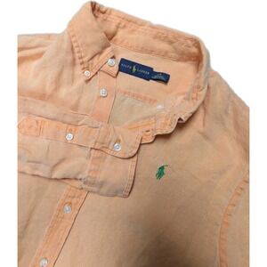 Polo Ralph Lauren Orange Linen Button Down Shirt Men's Large